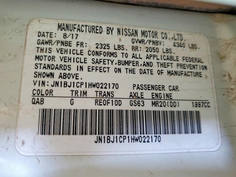 2017 Nissan Rogue Sport მანქანა იყიდება აუქციონზე, vin: JN1BJ1CP1HW022170, აუქციონის ნომერი: 56357046