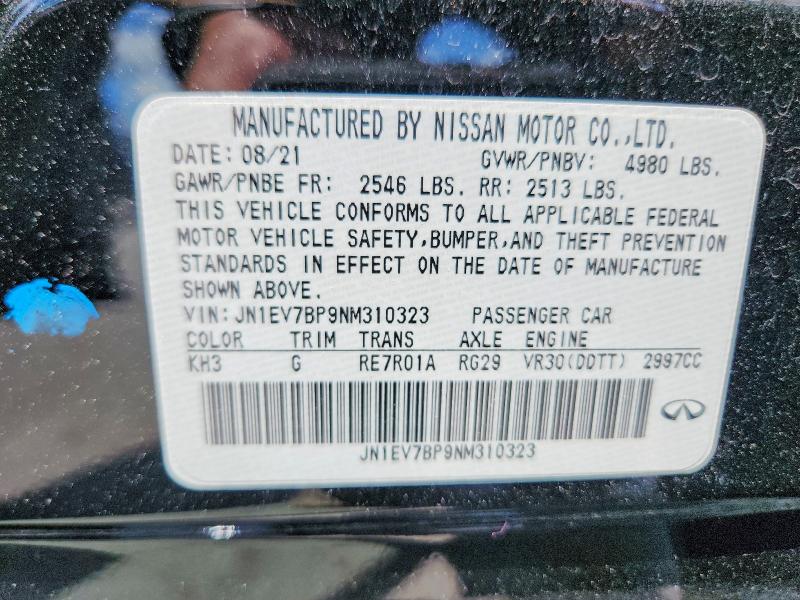 Продаж на аукціоні авто 2022 Infiniti Q50, vin: JN1EV7BP9NM310323, номер лоту: 57965686