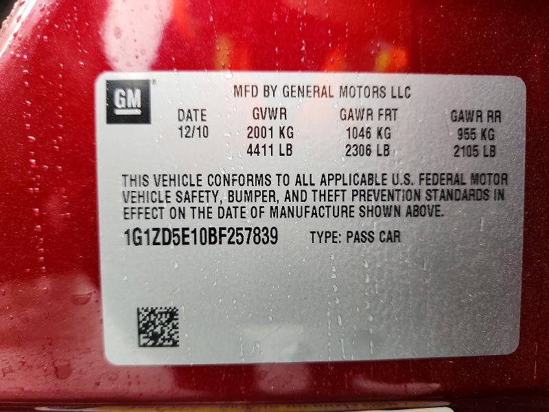 Aukcja sprzedaży 2011 Chevrolet Malibu, vin: 1G1ZD5E10BF257839, numer aukcji: 58156886