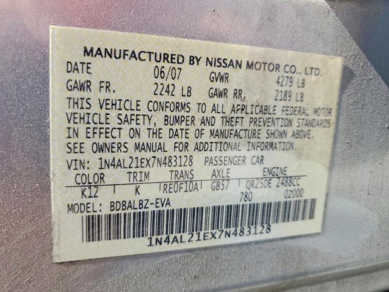Продаж на аукціоні авто 2007 Nissan Altima, vin: 1N4AL21EX7N483128, номер лоту: 55745356