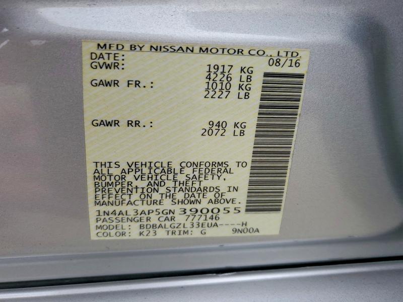 Aukcja sprzedaży 2016 Nissan Altima, vin: 1N4AL3AP5GN390055, numer aukcji: 57087596