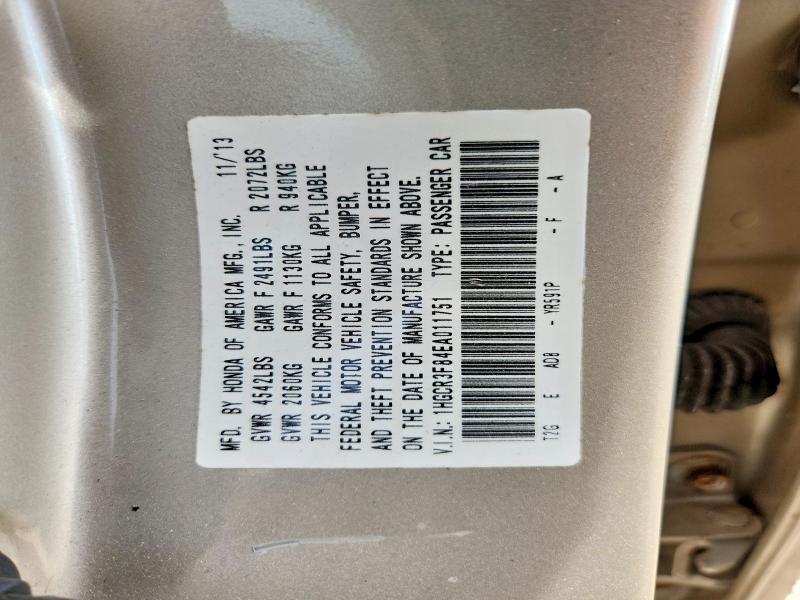 Aukcja sprzedaży 2014 Honda Accord, vin: 1HGCR3F84EA011751, numer aukcji: 58527316