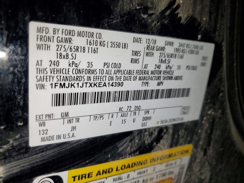 54555256 :رقم المزاد ، 1FMJK1JTXKEA14390 vin ، 2019 Ford Expedition مزاد بيع