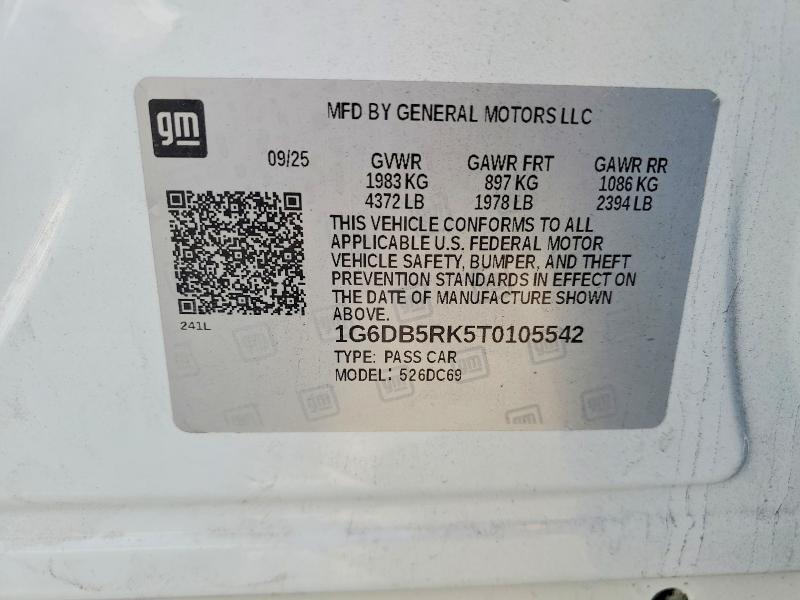 56985406 :رقم المزاد ، 1G6DB5RK5T0105542 vin ، 2026 Cadillac Ct4 مزاد بيع