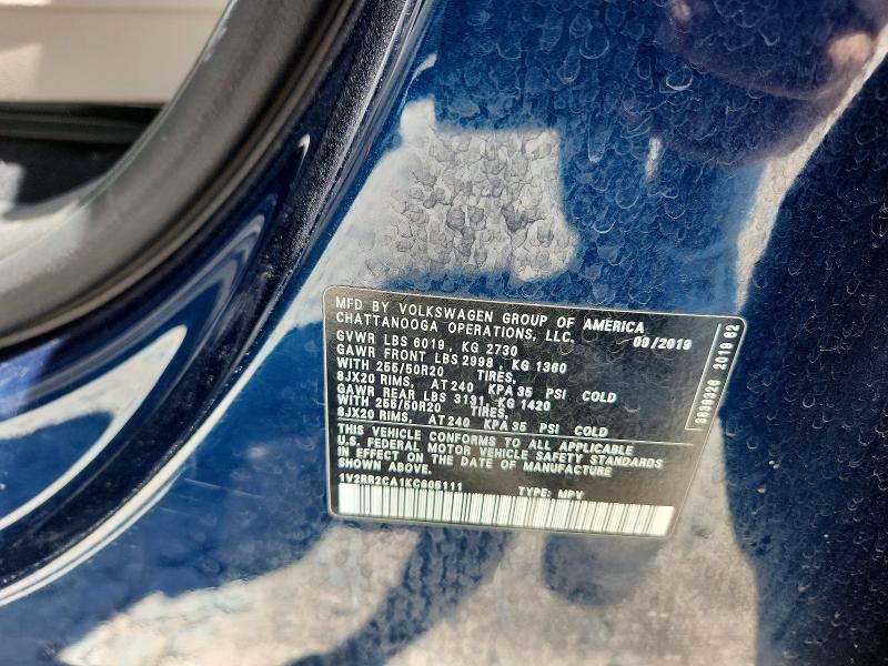 Продаж на аукціоні авто 2019 Volkswagen Atlas, vin: 1V2RR2CA1KC605111, номер лоту: 55705366