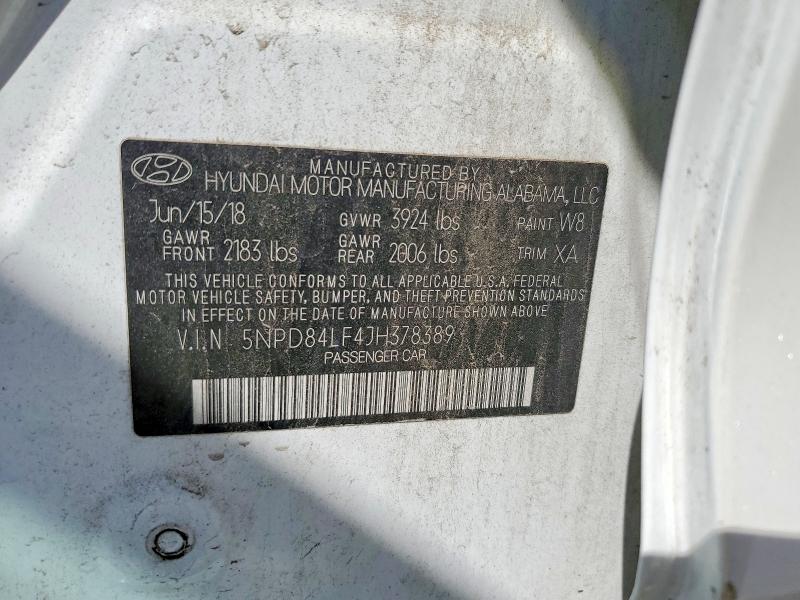 57323776 :رقم المزاد ، 5NPD84LF4JH378389 vin ، 2018 Hyundai Elantra مزاد بيع
