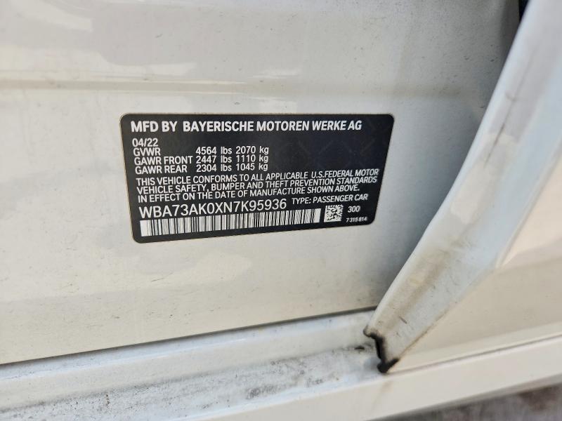 79135455 :رقم المزاد ، WBA73AK0XN7K95936 vin ، 2022 Bmw 228xi مزاد بيع