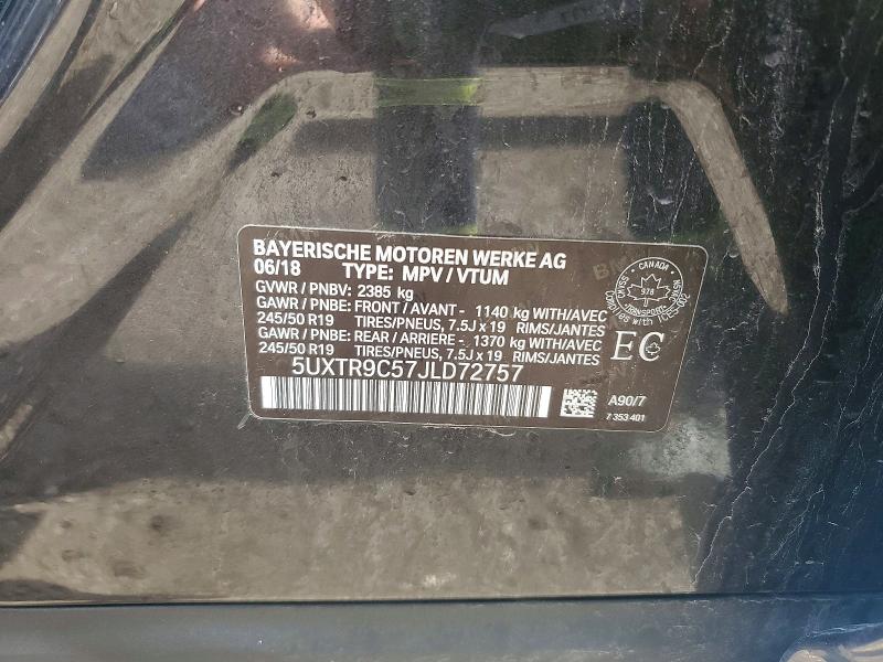 56985486 :رقم المزاد ، 5UXTR9C57JLD72757 vin ، 2018 Bmw X3 مزاد بيع