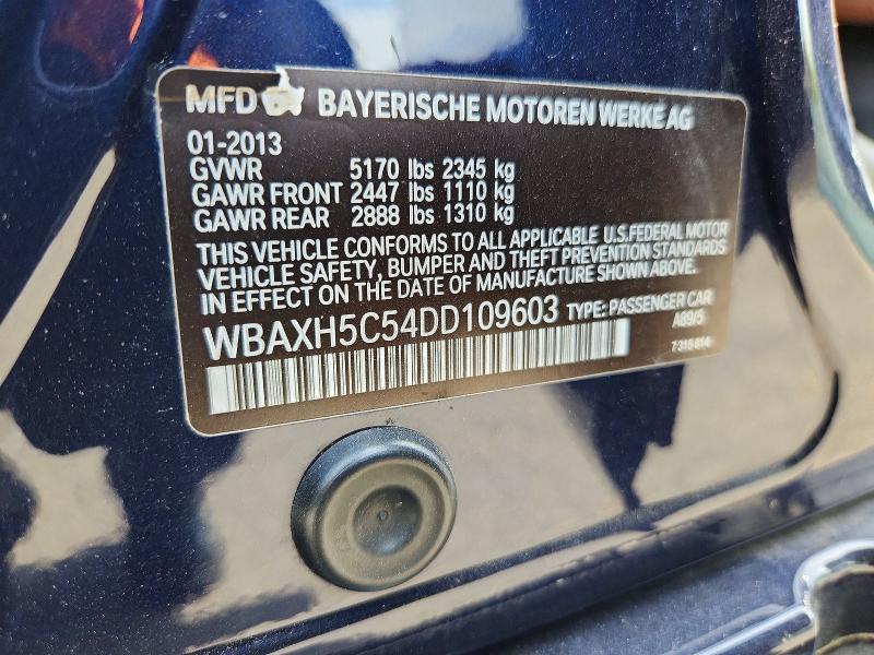 2013 Bmw 528 მანქანა იყიდება აუქციონზე, vin: WBAXH5C54DD109603, აუქციონის ნომერი: 58390046