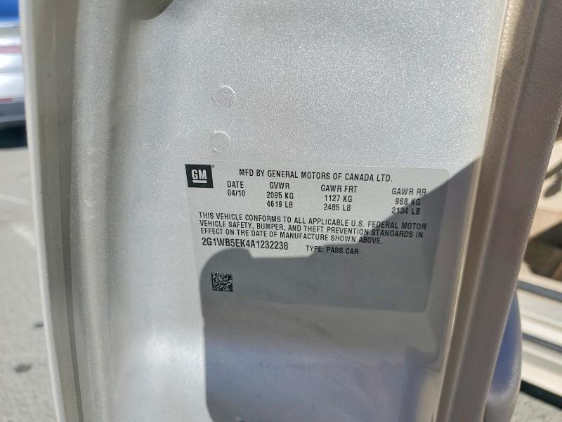 55846916 :رقم المزاد ، 2G1WB5EK4A1232238 vin ، 2010 Chevrolet Impala مزاد بيع