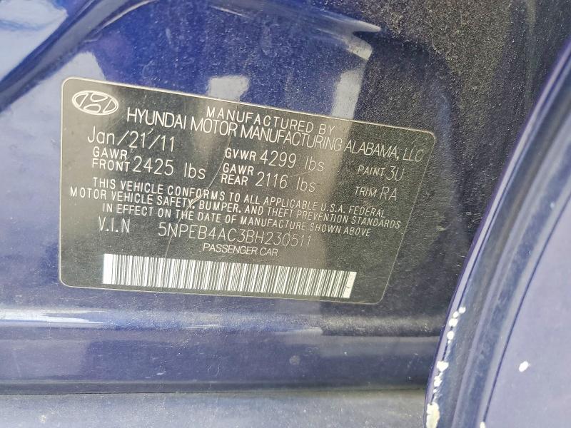 56560856 :رقم المزاد ، 5NPEB4AC3BH230511 vin ، 2011 Hyundai Sonata مزاد بيع