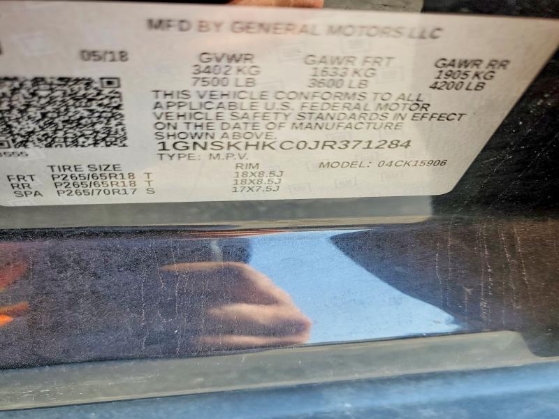 2018 Chevrolet Suburban მანქანა იყიდება აუქციონზე, vin: 1GNSKHKC0JR371284, აუქციონის ნომერი: 85459165