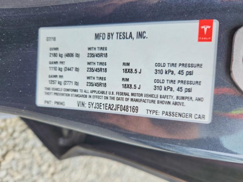 55784056 :رقم المزاد ، 5YJ3E1EA2JF048169 vin ، 2018 Tesla Model 3 مزاد بيع
