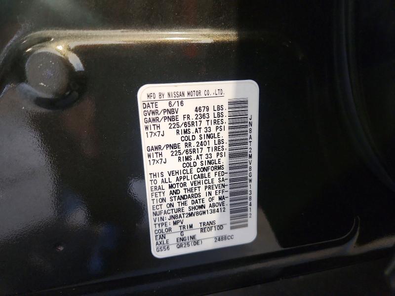 Aukcja sprzedaży 2016 Nissan Rogue, vin: JN8AT2MV8GW138412, numer aukcji: 56852206