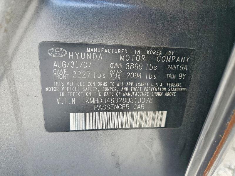Продаж на аукціоні авто 2008 Hyundai Elantra, vin: KMHDU46D28U313378, номер лоту: 56085646