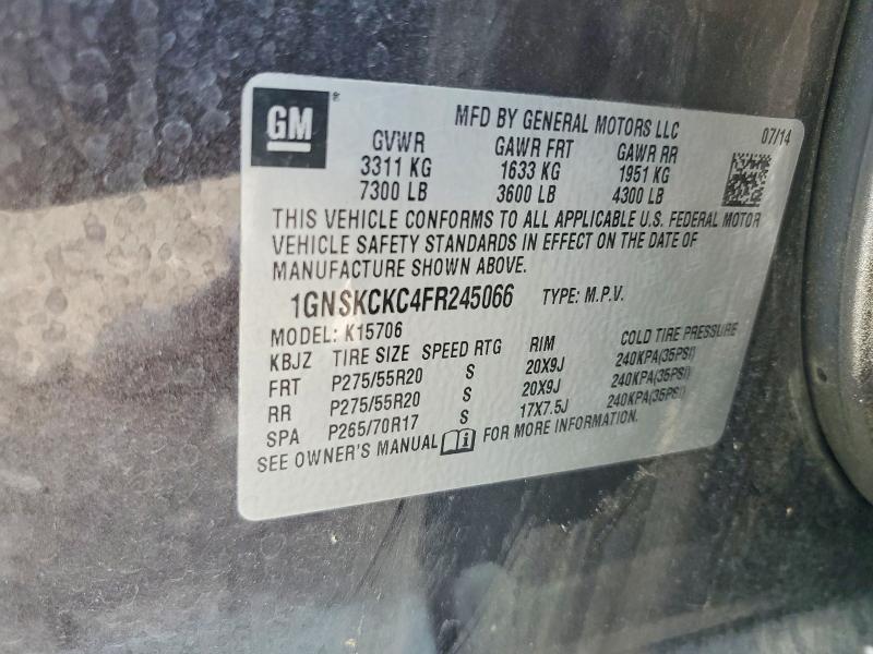 Продажа на аукционе авто 2015 Chevrolet Tahoe, vin: 1GNSKCKC4FR245066, номер лота: 56782636