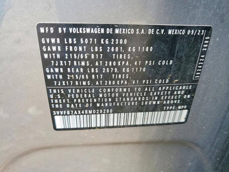 Продаж на аукціоні авто 2024 Volkswagen Tiguan, vin: 3VVFB7AX4RM029280, номер лоту: 58301996