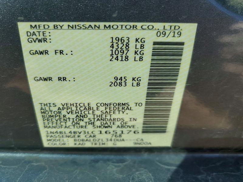 Aukcja sprzedaży 2020 Nissan Altima, vin: 1N4BL4BV3LC165176, numer aukcji: 55753026
