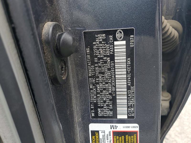 2010 Toyota Camry მანქანა იყიდება აუქციონზე, vin: 4T1BF3EK0AU093191, აუქციონის ნომერი: 56080046