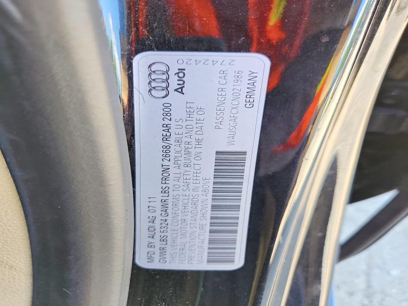 2012 Audi A7 მანქანა იყიდება აუქციონზე, vin: WAUSGAFCXCN021986, აუქციონის ნომერი: 58331726