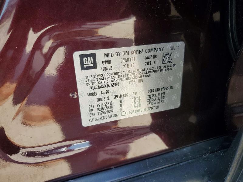 Aukcja sprzedaży 2018 Buick Encore, vin: KL4CJASBXJB565998, numer aukcji: 56974976