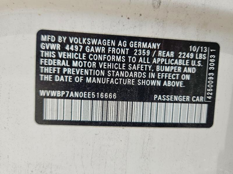 Продажа на аукционе авто 2014 Volkswagen Cc, vin: WVWBP7AN0EE516666, номер лота: 59074106