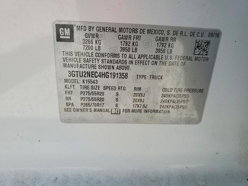Aukcja sprzedaży 2017 Gmc Sierra, vin: 3GTU2NEC4HG191358, numer aukcji: 56925906