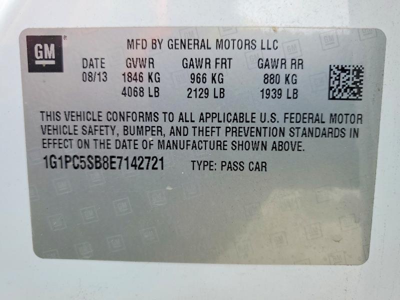 Продаж на аукціоні авто 2014 Chevrolet Cruze, vin: 1G1PC5SB8E7142721, номер лоту: 59015456