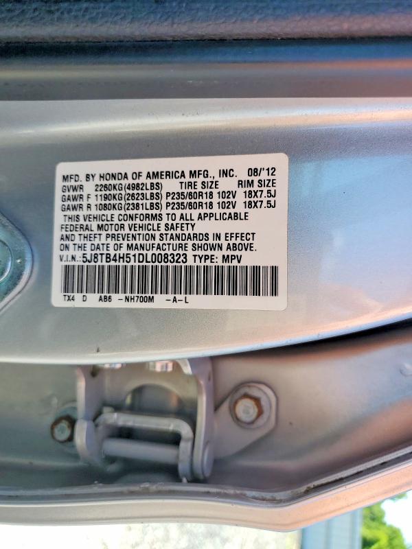 Aukcja sprzedaży 2013 Acura Rdx, vin: 5J8TB4H51DL008323, numer aukcji: 58291286