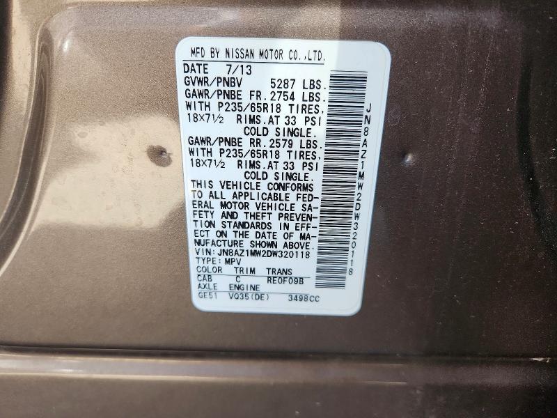 Aukcja sprzedaży 2013 Nissan Murano, vin: JN8AZ1MW2DW320118, numer aukcji: 55916326