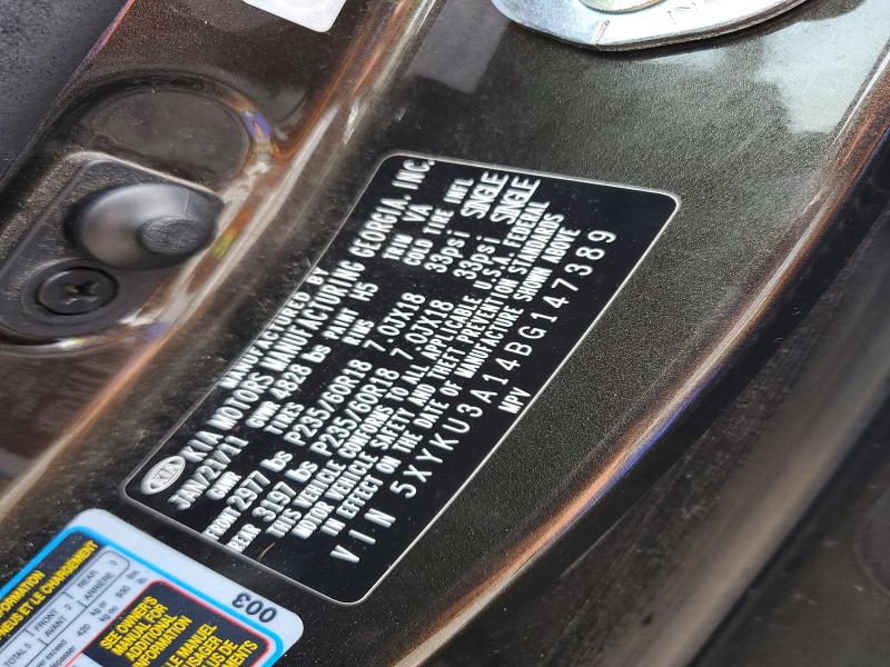 Продаж на аукціоні авто 2011 Kia Sorento, vin: 5XYKU3A14BG147389, номер лоту: 56575236