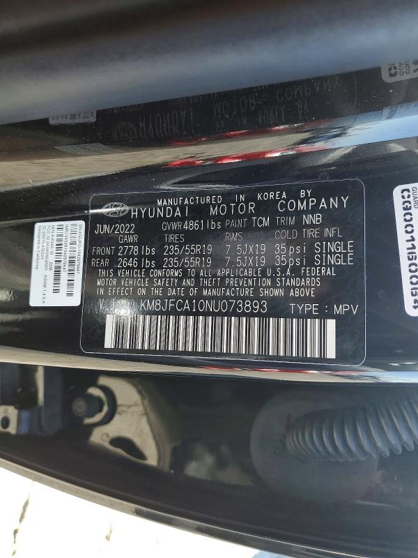 Auction sale of the 2022 Hyundai Tucson, vin: KM8JFCA10NU073893, lot number: 57264176