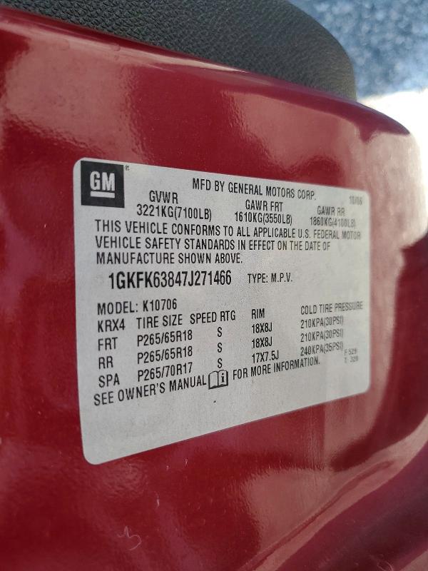 Продаж на аукціоні авто 2007 Gmc Yukon, vin: 1GKFK63847J271466, номер лоту: 59644766