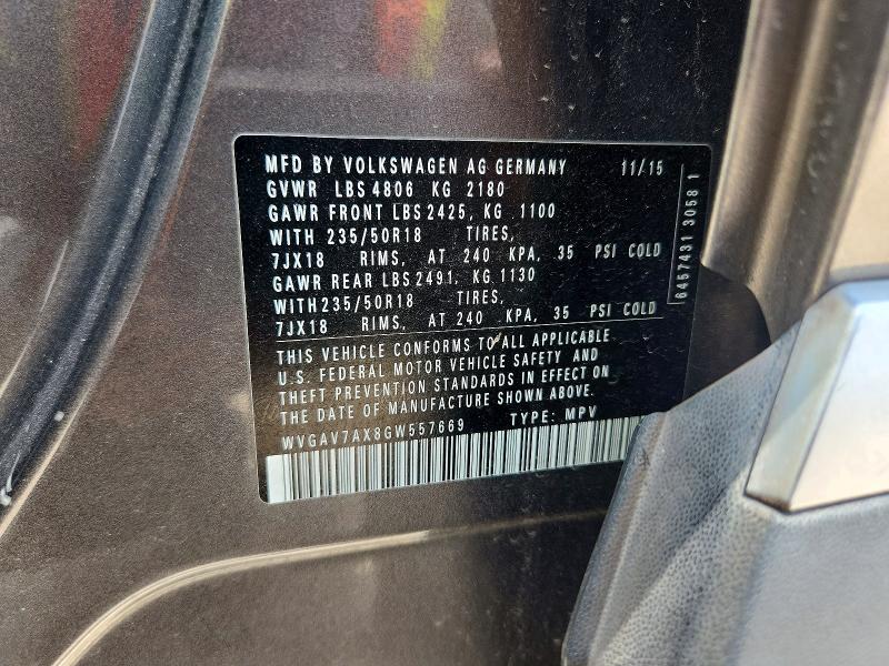 Aukcja sprzedaży 2016 Volkswagen Tiguan, vin: WVGAV7AX8GW557669, numer aukcji: 58245996