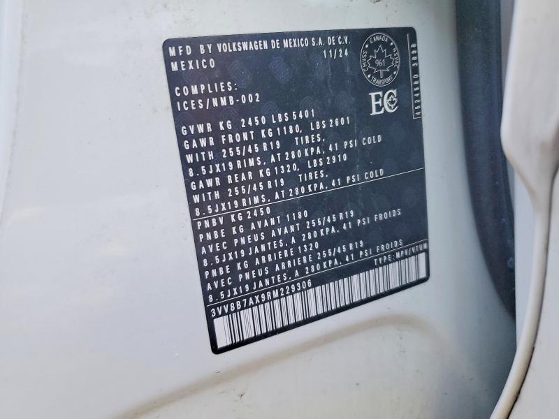 55240756 :رقم المزاد ، 3VV8B7AX9RM229306 vin ، 2024 Volkswagen Tiguan مزاد بيع