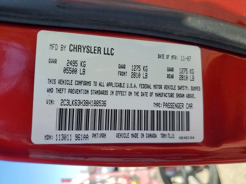 Продажа на аукционе авто 2008 Chrysler 300c, vin: 2C3LK63H38H188536, номер лота: 55329746