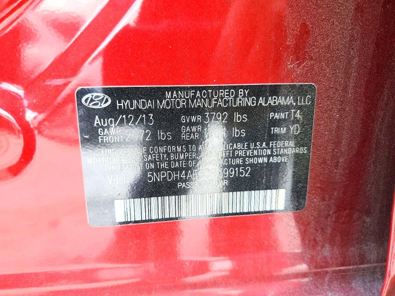Aukcja sprzedaży 2013 Hyundai Elantra, vin: 5NPDH4AE3DH399152, numer aukcji: 57353116
