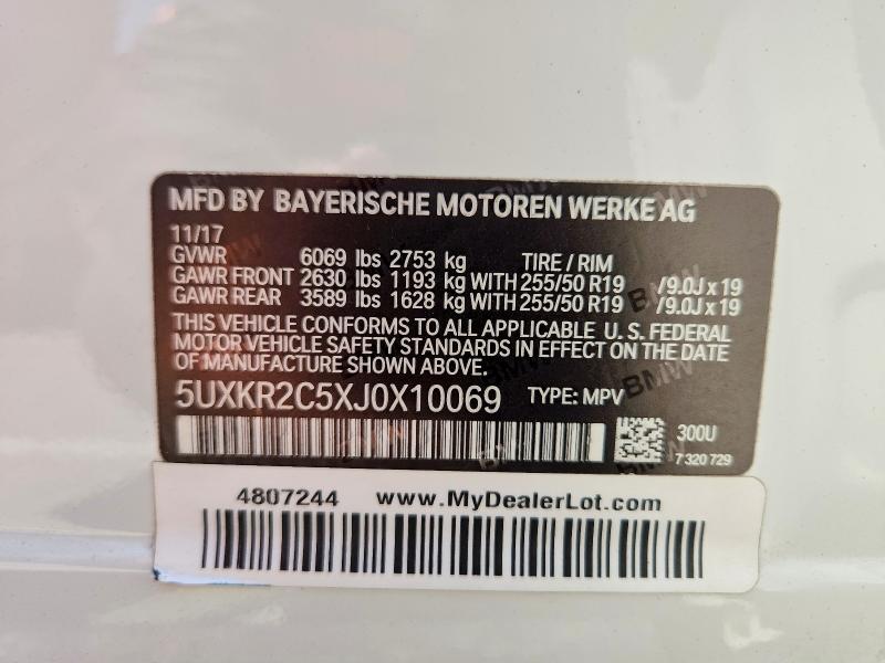 Aukcja sprzedaży 2018 Bmw X5, vin: 5UXKR2C5XJ0X10069, numer aukcji: 54557686