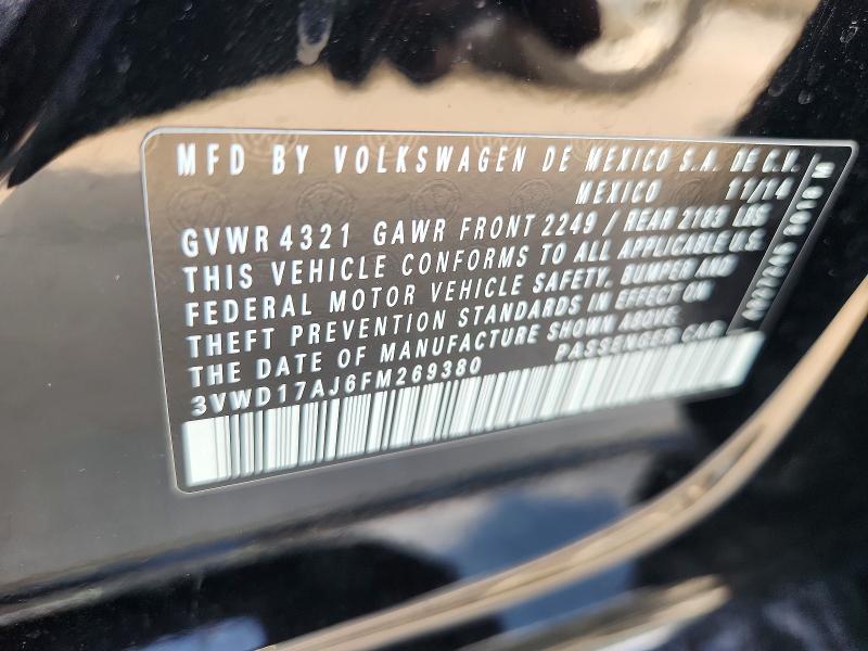 57924966 :رقم المزاد ، 3VWD17AJ6FM269380 vin ، 2015 Volkswagen Jetta مزاد بيع