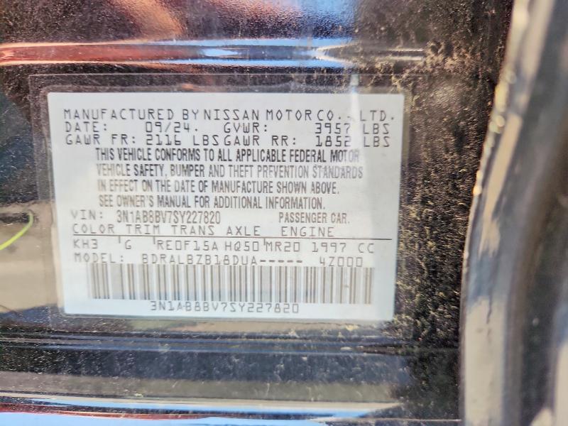 2025 Nissan Sentra მანქანა იყიდება აუქციონზე, vin: 3N1AB8BV7SY227820, აუქციონის ნომერი: 58648246