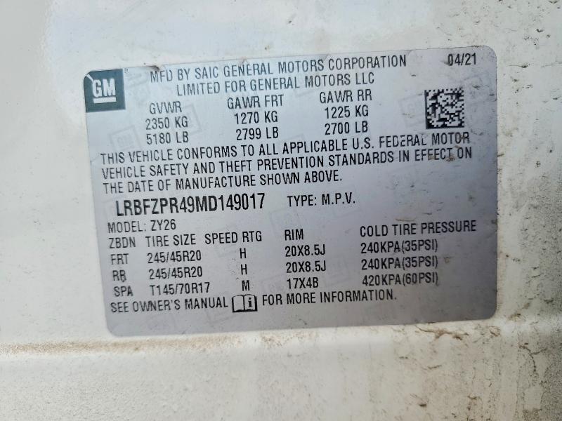 Продажа на аукционе авто 2021 Buick Envision, vin: LRBFZPR49MD149017, номер лота: 56224376