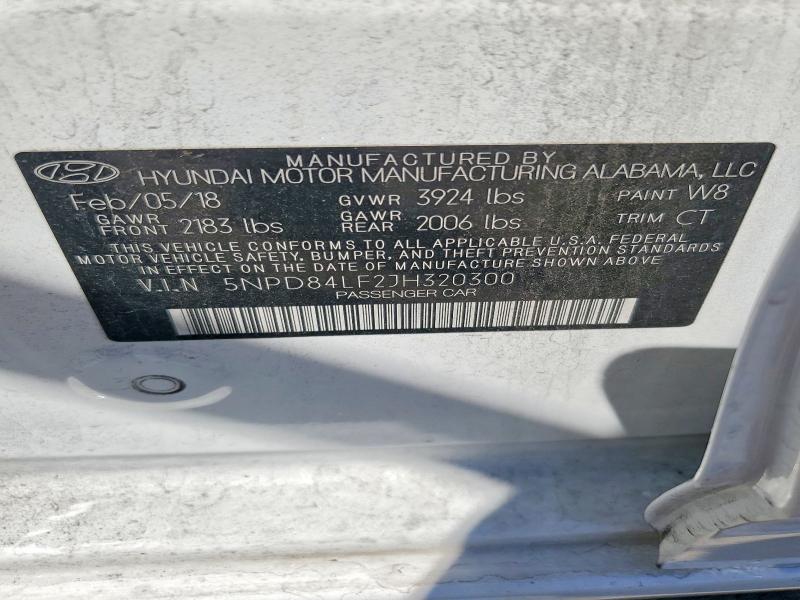 56481016 :رقم المزاد ، 5NPD84LF2JH320300 vin ، 2018 Hyundai Elantra مزاد بيع