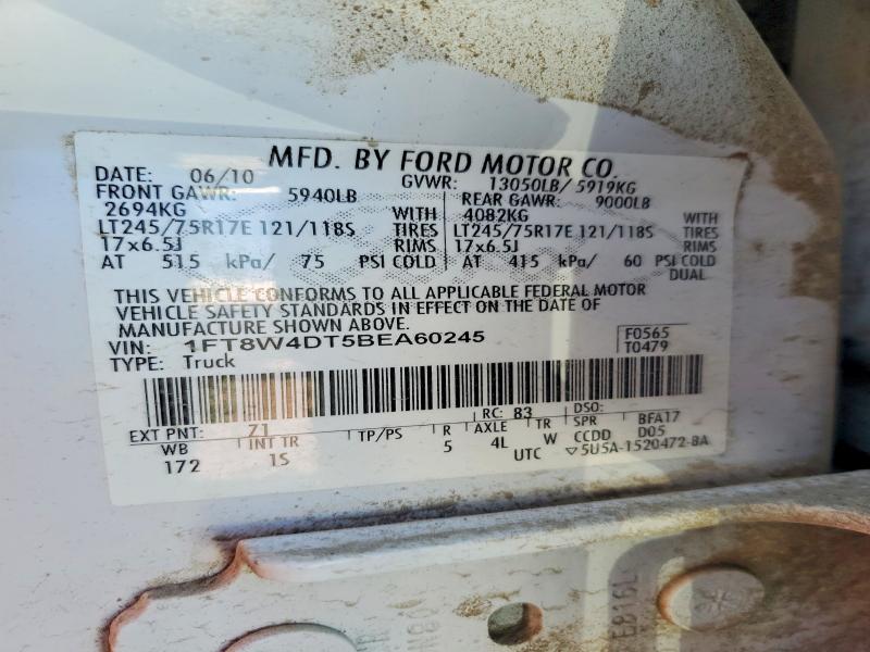 57737786 :رقم المزاد ، 1FT8W4DT5BEA60245 vin ، 2011 Ford F450 مزاد بيع