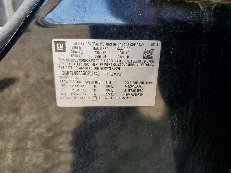Aukcja sprzedaży 2016 Gmc Terrain, vin: 2GKFLVE33G6358149, numer aukcji: 56873736
