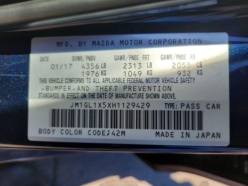 Продажа на аукционе авто 2017 Mazda 6, vin: JM1GL1X5XH1129429, номер лота: 55722966