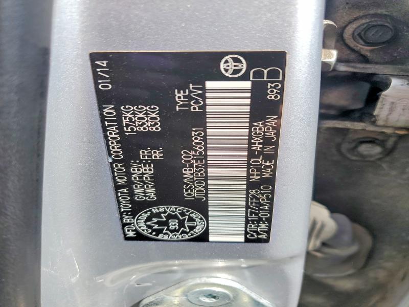 58920916 :رقم المزاد ، JTDKDTB37E1560931 vin ، 2014 Toyota Prius مزاد بيع