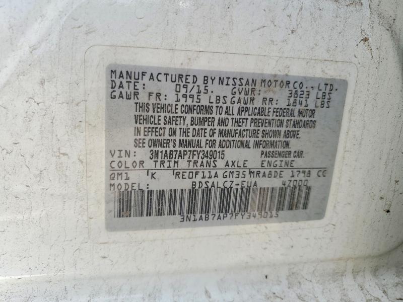 Продажа на аукционе авто 2015 Nissan Sentra, vin: 3N1AB7AP7FY349015, номер лота: 57492696