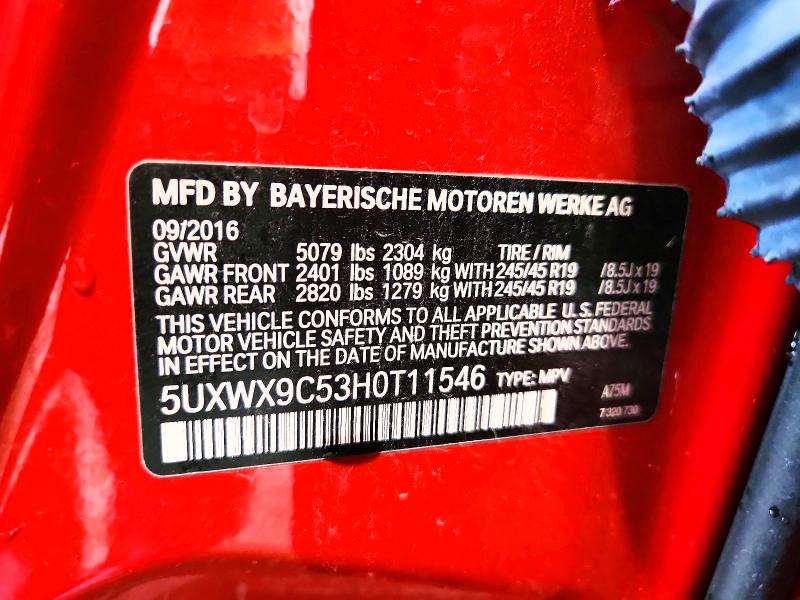 85610785 :رقم المزاد ، 5UXWX9C53H0T11546 vin ، 2017 Bmw X3 مزاد بيع