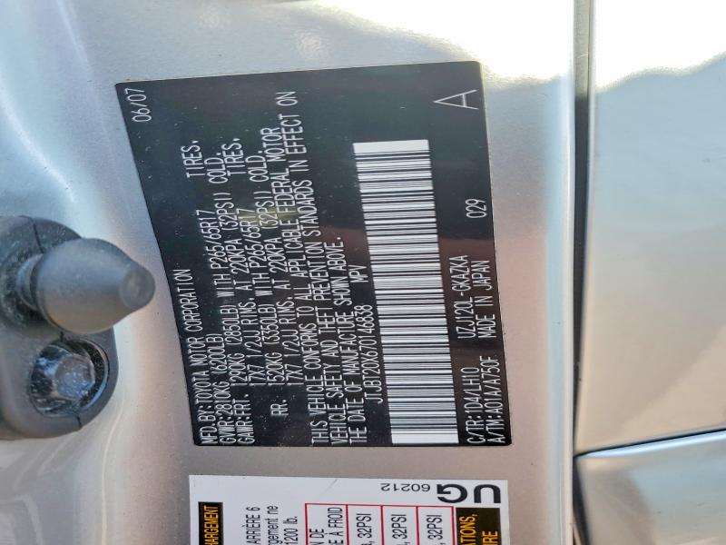 Aukcja sprzedaży 2007 Lexus Gx, vin: JTJBT20X670146838, numer aukcji: 56488516