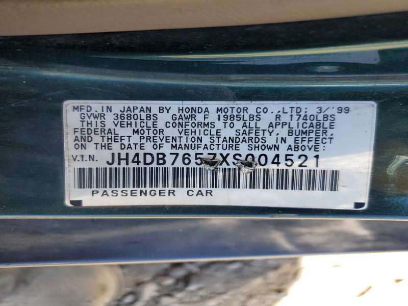 1999 Acura Integra მანქანა იყიდება აუქციონზე, vin: JH4DB7657XS004521, აუქციონის ნომერი: 58412696